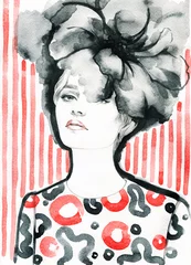Papier Peint photo Lavable Visage aquarelle portrait de femme .aquarelle abstraite .fashion fond