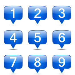 Numbers Counting Square Vector Blue Icon Design Set