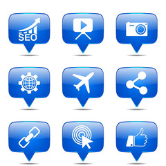 SEO Internet Sign Square Vector Blue Icon Design Set 1