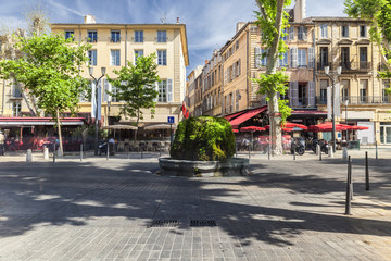 Mossy fountain on the Cours Mirabeau in Aix en Provence