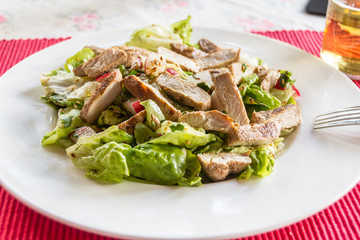 salatteller mit putenfleisch