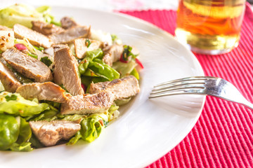 salatteller mit putenfleisch