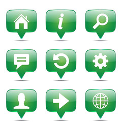 Web Internet Square Vector Green Icon Design Set