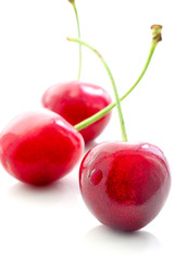 appetizing sweet cherries on a white background