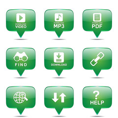 Multimedia Web Internet Square Vector Green Icon Design Set
