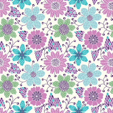 Fototapeta Seamless floral pattern
