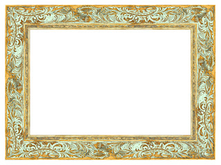 Golden Baroque frame with light green patina