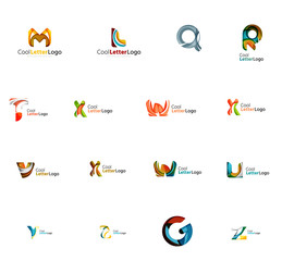 Set of universal company logo ideas, business icon collection