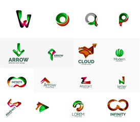 Set of universal company logo ideas, business icon collection