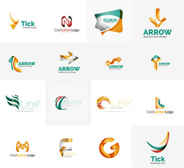 Set of universal company logo ideas, business icon collection