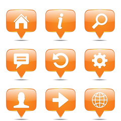 Web Internet Square Vector Orange Icon Design Set
