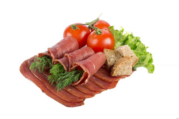 Dried Pork slices isolated