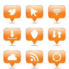 Web Internet Social Square Vector Orange Icon Design Set
