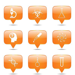 Science Instruments Square Vector Orange Icon Design Set