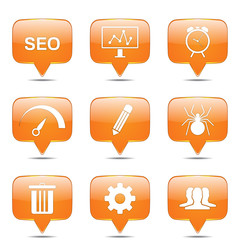 SEO Internet Sign Square Vector Orange Icon Design Set 8