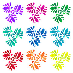 Watercolour pattern - Set of nine abstract flowers