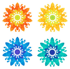 Watercolour pattern - Set of four abstract flowers