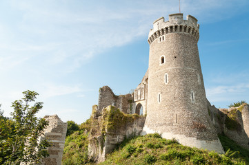 Ruins of the famous castle of Robert the Devil in Normandy, France