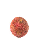 Ripe lychee fruits over white background