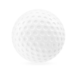 Golf ball isolated on white background with shadow.