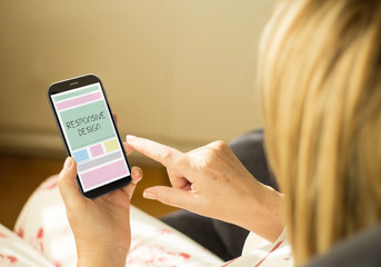 Technology woman responsive smartphone