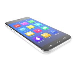 Smartphone touchscreen phone with applications on the screen