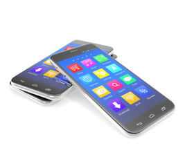 Smartphone touchscreen phone with applications on the screen