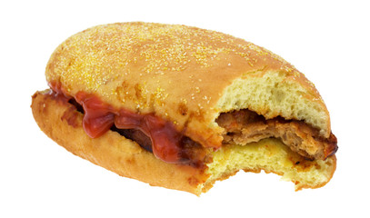 Bitten pork rib sandwich