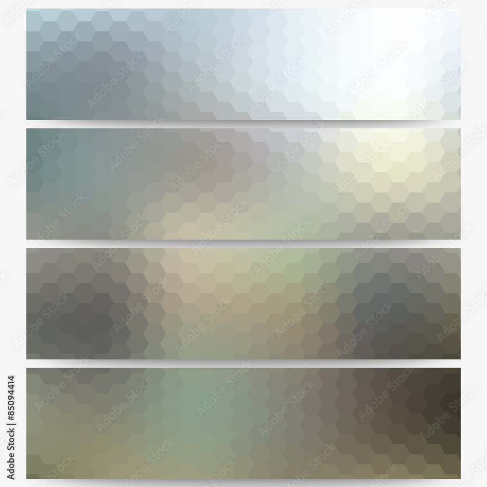 Poster abstract hexagonal headers set, blurred design vector