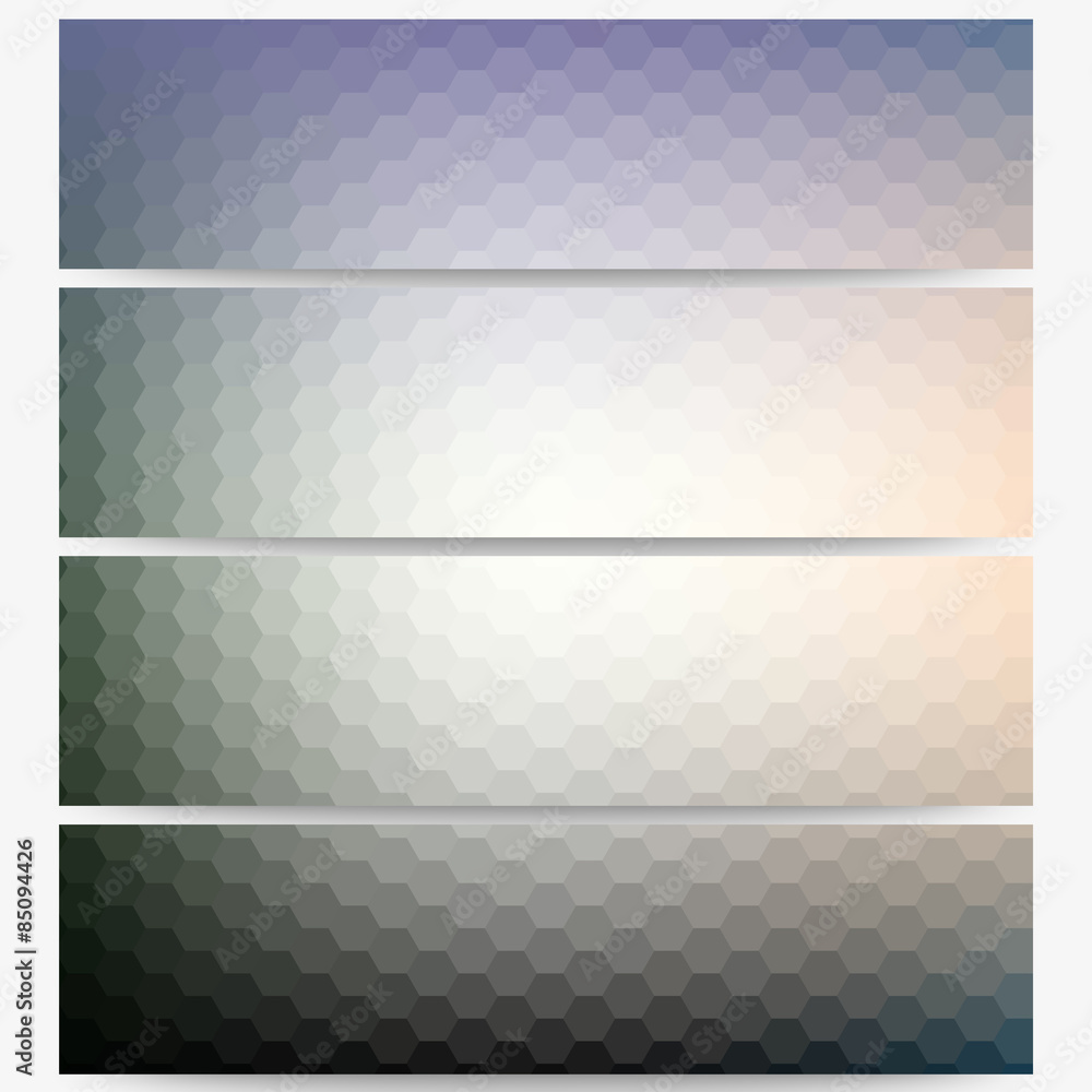 Poster abstract hexagonal headers set, blurred design vector
