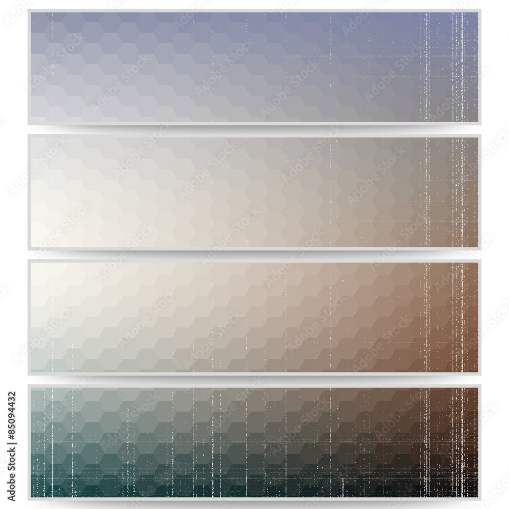 Poster abstract hexagonal headers set, blurred design vector