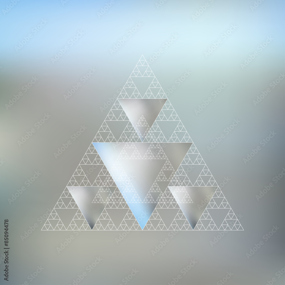Poster triangular pattern with the reflection of environment on blurred