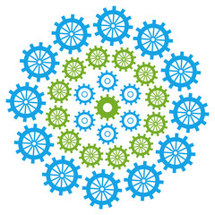 Gears Circular Green Blue 