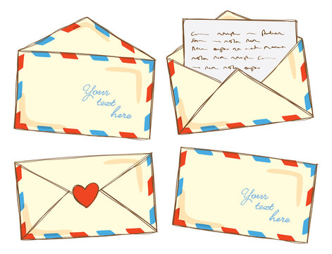 set of mail in doodle style