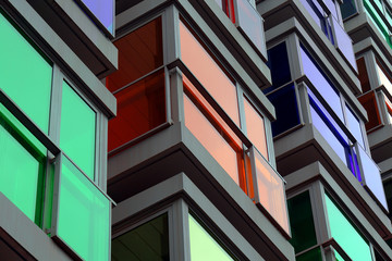 glassy balcony of modern building