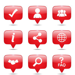 Web Internet Square Vector Red Icon Design Set 2