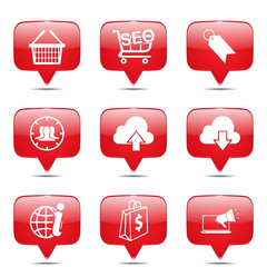 SEO Internet Sign Square Vector Red Icon Design Set 7