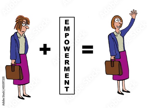 "Business cartoon on the positive impact of empowerment." Stock photo