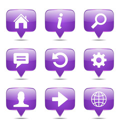 Web Internet Square Vector Violet Icon Design Set