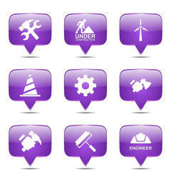 Construction Tools Square Vector Violet Icon Design Set 2
