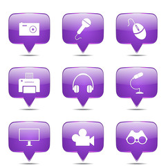 Electronic Equipment Square Vector Violet Icon Design Set