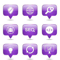 SEO Internet Sign Square Vector Violet Icon Design Set 2