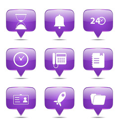 Time Duration Square Vector Violet Icon Design Set