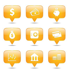 Financial Banking Square Vector Yellow Icon Design Set