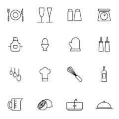 kitchen and food icons set vector illustration