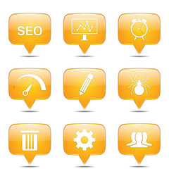 SEO Internet Sign Square Vector Yellow Icon Design Set 8