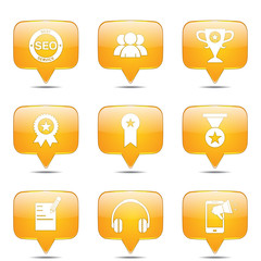 SEO Internet Sign Square Vector Yellow Icon Design Set 9