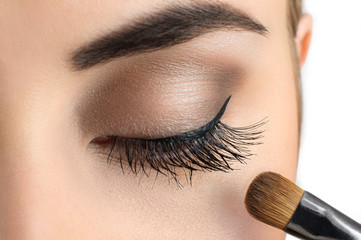 Makeup close-up. Eyebrow makeup, brush.
