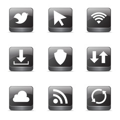 Web Internet Social Square Vector Black Button Icon Design Set