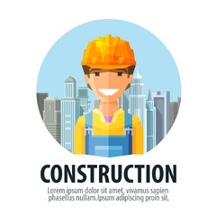 construction company vector logo design template. big city or